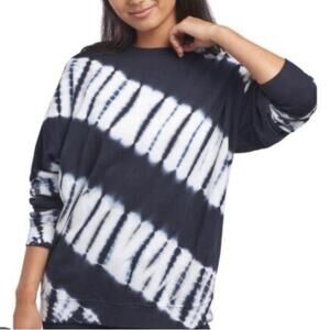 Sundown by Splendid Women's Elle Tie-Dye Sweater Long Sleeve Black White Size S